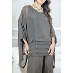 CONJUNTO ZINIA MARROM SEDA ITALIANA 