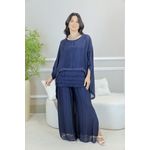 CONJUNTO ZINIA MARINHO SEDA ITALIANA 