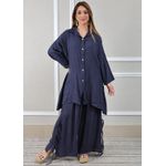 Conjunto Flora Linho Italiano Azul Marinho