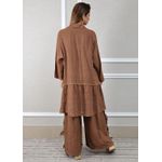 Conjunto Flora Linho Italiano Chocolate 