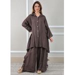 Conjunto Flora Linho Italiano Marrom