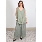 Conjunto Cristina Linho Italiano Verde Militar