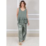 Conjunto Fernanda Linho Italiano Verde Militar