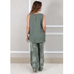 Conjunto Fernanda Linho Italiano Verde Militar