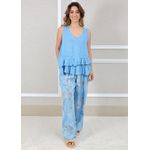 Conjunto Fernanda Linho Italiano Azul Hortência 