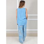 Conjunto Fernanda Linho Italiano Azul Hortência 