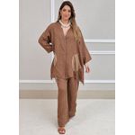Conjunto Renata Linho Italiano Marrom
