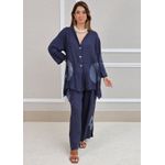 Conjunto Renata Linho Italiano Azul Marinho