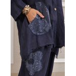 Conjunto Renata Linho Italiano Azul Marinho