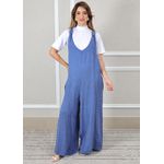 Jardineira Brígida Linho Italiano Azul Jeans 