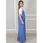 Jardineira Brígida Linho Italiano Azul Jeans 