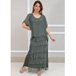 Vestido Julia Seda Italiana Verde Militar .