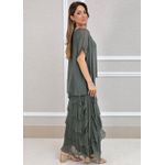 Vestido Julia Seda Italiana Verde Militar .