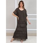 Vestido Julia Seda Italiana Marrom .