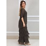 Vestido Julia Seda Italiana Marrom .