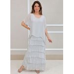 Vestido Julia Seda Italiana Cinza Perolado .