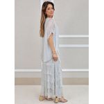 Vestido Julia Seda Italiana Cinza Perolado .