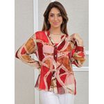 Camisa Marmorizada Seda Italiana Vermelho