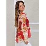 Camisa Marmorizada Seda Italiana Vermelho