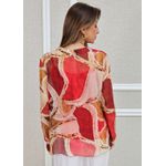 Camisa Marmorizada Seda Italiana Vermelho