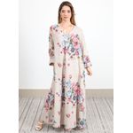 Vestido Liana Linho Italiano Bege .
