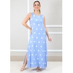Vestido Amanda Linho Italiano Azul Hortência 