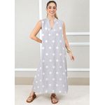 Vestido Laura Linho Italiano Cinza Aperolado