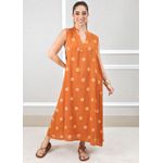 Vestido Laura Linho Italiano Terracota