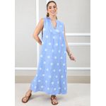 Vestido Laura Linho Italiano Azul Hortência