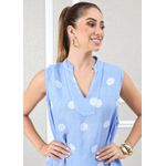 Vestido Laura Linho Italiano Azul Hortência