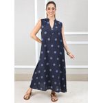 Vestido Laura Linho Italiano Azul Marinho