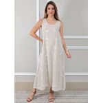 Vestido Emília Linho Italiano Bege .