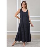 Vestido Emília Linho Italiano Azul Marinho .