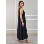 Vestido Emília Linho Italiano Azul Marinho .