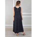 Vestido Emília Linho Italiano Azul Marinho .