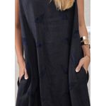 Vestido Emília Linho Italiano Azul Marinho .