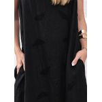 Vestido Emília Linho Italiano Preto .