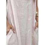 Vestido Emília Linho Italiano Rosa Bebe .