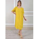 Vestido Flavia Linho Italiano Mostarda .