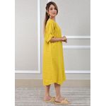 Vestido Flavia Linho Italiano Mostarda .
