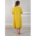 Vestido Flavia Linho Italiano Mostarda .