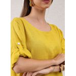 Vestido Flavia Linho Italiano Mostarda .