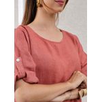 Vestido Flavia Linho Italiano Goiaba .