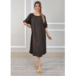 Vestido Flavia Linho Italiano Marrom .