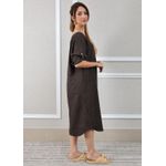 Vestido Flavia Linho Italiano Marrom .