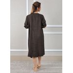 Vestido Flavia Linho Italiano Marrom .