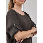 Vestido Flavia Linho Italiano Marrom .