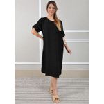 Vestido Flavia Linho Italiano Preto .