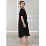 Vestido Flavia Linho Italiano Preto .