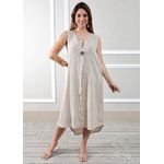 Vestido Polly Linho Italiano Bege .